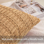 Pack of 2 Corduroy Decorative Throw Pillow Covers 26x26 InchSoft Striped Pillow - Image 2