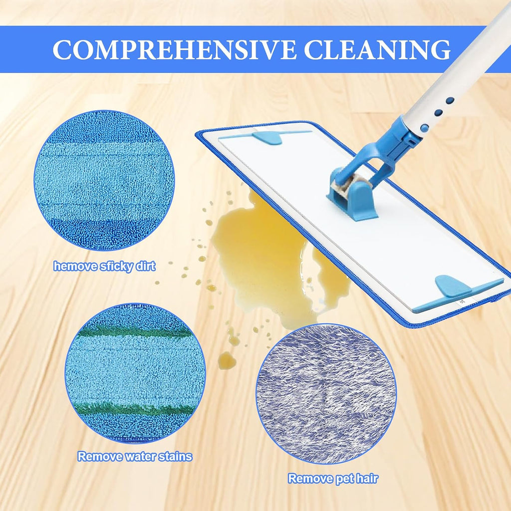 6 Pack Microfiber Cleaning Pad Replacement for Bona Mop, Microfiber Mop Pads for Hardwood Floor Cleaner, 2 Deep Cleaning Pad + 2 Microfiber Cleaning Pad + 2 Dusting Pad Apply for Bona Family of Mops