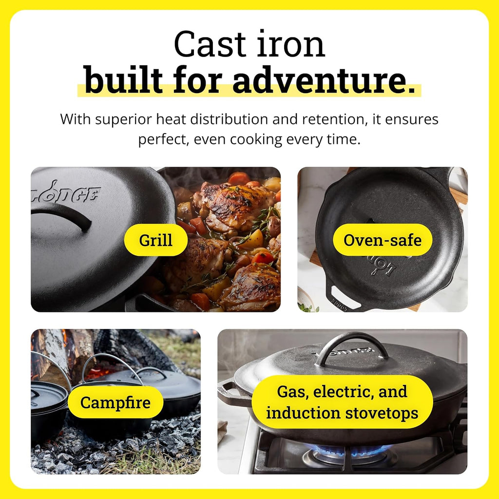 Lodge Pre-Seasoned Cast Iron Lid, Replacement Skillet Cover, 12 Inches