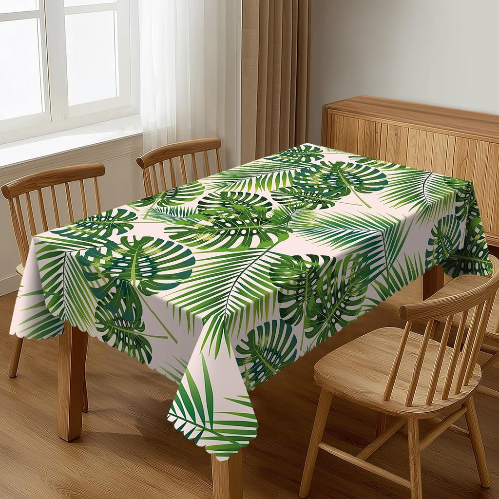 Palm Tropical Leaves Table Cloths Decorative for Dining Room, Palm Leaves Washable Tablecloth for Home, Restaurant, Outdoor Party Table Cover 54x72 Inch