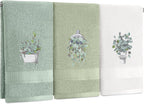 3 Pcs Eucalyptus Leaves Hand Towels for Bathroom Kitchen Decor