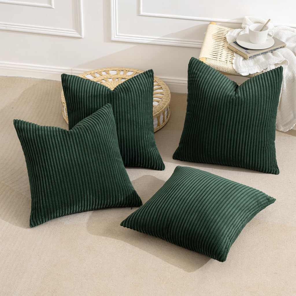 MIULEE Soft Corduroy Decorative Throw Pillow Covers Army Green 18x18