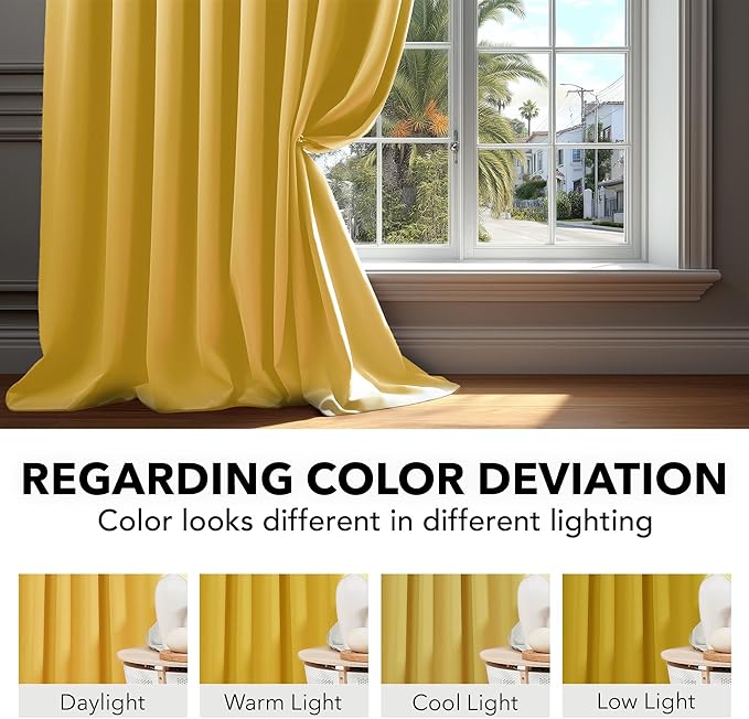Deconovo Blackout Curtains, Thermal Insulated, W52 x L95 2 Panels, Back Tab - Image 6