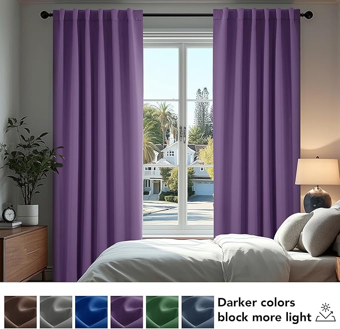 Deconovo Room Darkening Curtains Back Tab and Rod Pocket Curtains Thermal - Image 4
