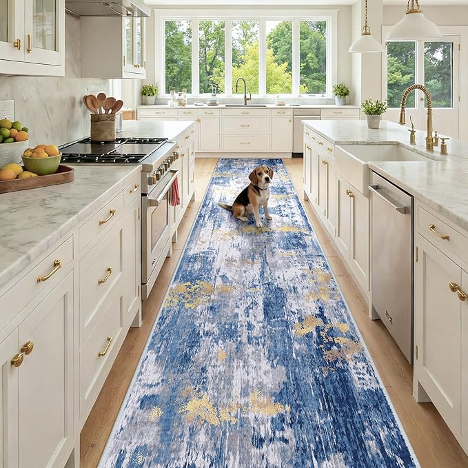Washable Area Rugs 3x12 Non-Slip Modern Abstract Soft by RELEANY