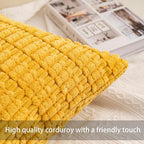 Corduroy Decorative Throw Pillow Covers 14x36 Inch Soft Striped Pillow Covers - Image 2