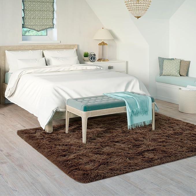 Goideal Fluffy Rug for Bedroom Living Room, 5x7 Brown Area Rugs, Faux Fur Shag - Image 3