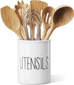 Barnyard Designs Ceramic Farmhouse Kitchen Utensil Holder 7" (White)