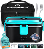 TRAVELISIMO Extra-Large Electric Lunch Box For Adults Holds up to 8 Cups - 100W Heated Lunch Box For Men 1.8L, Portable Food Warmer for Travel & Work, Loncheras Electricas Para Calentar Almuerzo