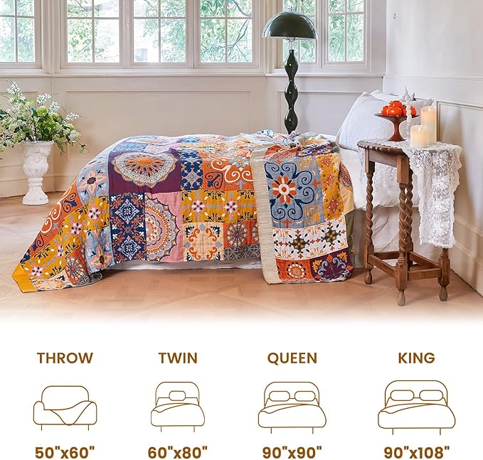 MSGKV Boho Throw Blanket for Bed 60"x80" 100% Cotton Couch Blanket Spring - Image 5