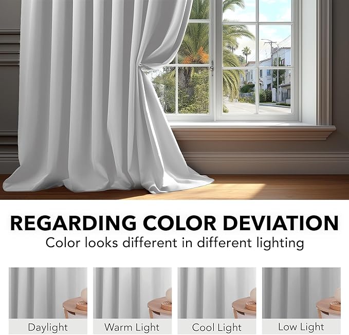 Deconovo Blackout Curtains, Thermal Insulated, W52 x L54 2 Panels, Back Tab - Image 6