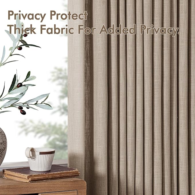 MIULEE Pinch Pleated Thick Linen Curtains 96 Inches Long 2 Panels - Image 7