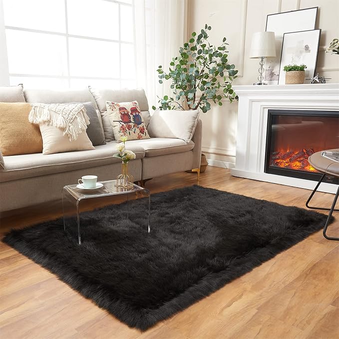 EasyJoy Ultra Soft Fluffy Shaggy Area Rug Faux Fur Rug Chair Cover Seat Pad by EasyJoy