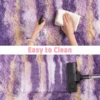 Soft Runner Rugs for Bedroom Hallways, 2x6 Abstract Purple Fluffy Shag Throw - Image 6