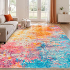Rugflix 9x12 Area Rugs for Living Room, Washable Large Multicolor Rug by RugflixAreaRugs