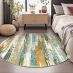 Lansny Modern Abstract Round Rug 6Ft, Soft Circular Dining Room Rug Thin Print - Image 2