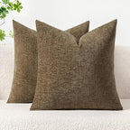MIULEE Pack of 2 Coffee Throw Pillow Covers 16x16 Inch Soft Chenille Pillow by MIULEE
