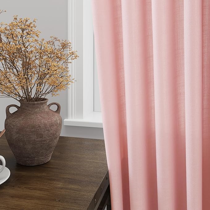 Pink Linen Curtains 72 Inch Length - Image 4