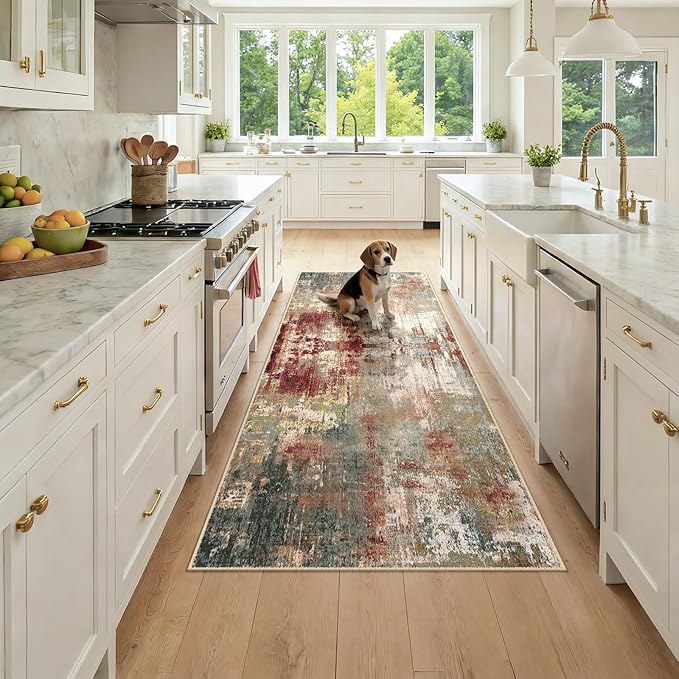 Washable Area Rugs 3x7 Non-Slip Modern Abstract Soft by RELEANY