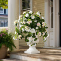 Artificial Geranium Flowers for Outdoor 2 Pcs Artificial White Flower Fake Flowers with Stems Silk Realistic Look Real Floral Arrangement for Front Door Porch Planter Patio Balcony (2 Pcs White)