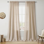 Nanspring Grey Flax Curtains 96 Inch Length 2 Panels Set by Nanspring