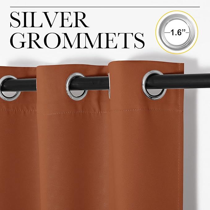 NICETOWN Burnt Orange Blackout Extra Long Curtains - Image 3