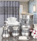 Creative Scents Crackled Glass 6 Pc. Silver Resin Bathroom Accessories Set