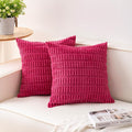 Pack of 2 Corduroy Decorative Throw Pillow Covers 16x16 Inch Soft Striped by Unknown