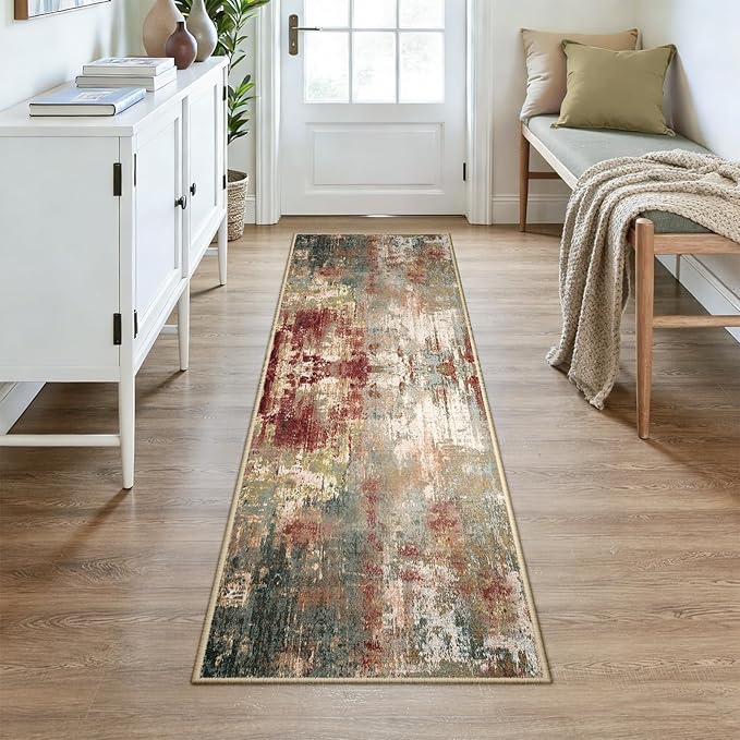 Washable Area Rugs 2x7 Non-Slip Modern Abstract Soft - Image 2