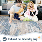 9x12 Area Rug for Living Room, Washable Modern Abstract Large Area Rug Neutral - Image 3