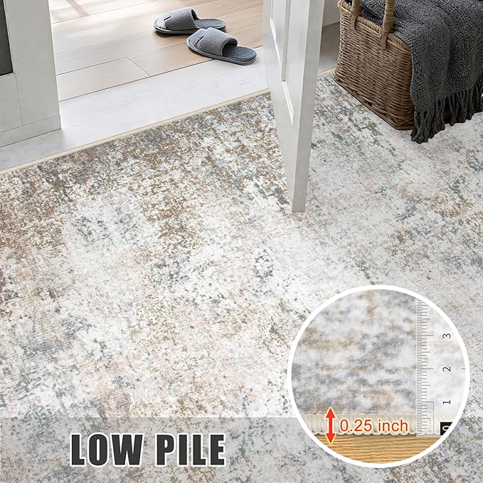 4x6 Area Rug Living Room Rug: Washable Modern Abstract Soft Thin Rug Indoor - Image 8