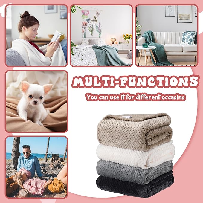 Newwiee 4 Pcs Flanne Fleece Throw Blanket - Image 7