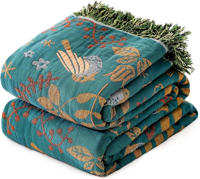 MSGKV Boho Throw Blanket 50"x60" Cotton Blanket by MSGKVHomeTextiles
