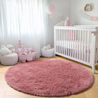 ONASAR Blush Round Area Rugs 5ft, Soft Bedroom Circle Rug Mats - Image 8