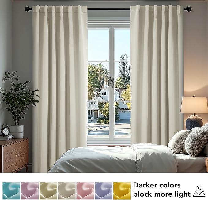 Deconovo Blackout Curtains, Thermal Insulated, W52 x L84 2 Panels, Back Tab - Image 4