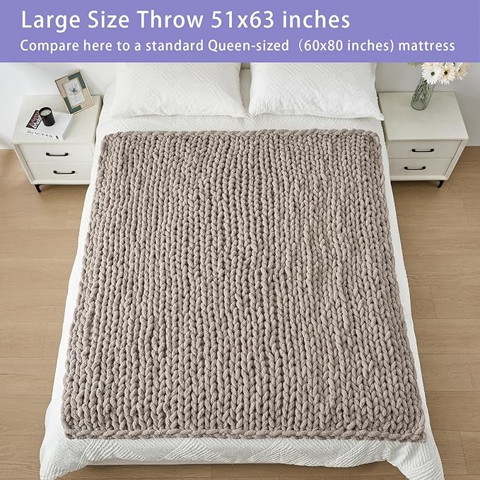Bigacogo Chunky Knit Throw Blanket - Image 6
