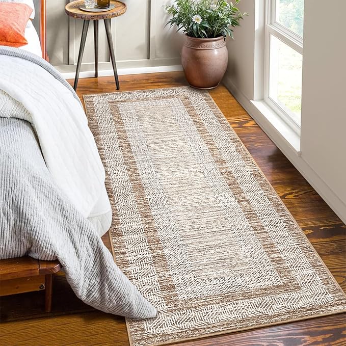 Washable 2.5x10 Kitchen Runner Rug, Easy Clean Geometri Rugs - Image 2
