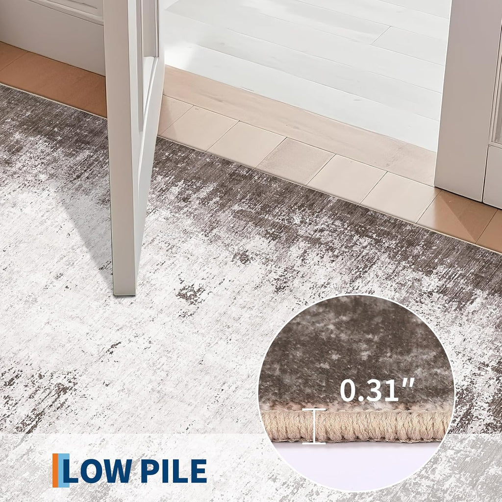 GarveeHome Machine Washable Runner Abstract Hallway Rugs 2x6 Brown