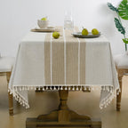 Softalker Fall Linen Rectangle Tablecloth with Tassel, 55 x 120 Inch