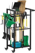 Garden Tool Organizer with Wheels, Yard Tower Rack, Black