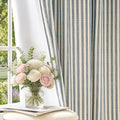 jinchan Linen Blackout Curtains Back Tab 84 Inch 2 Panels Striped Blue