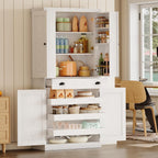 IRONCK 72" Kitchen Pantry Cabinet with Drawer and Sliding Racks, White
