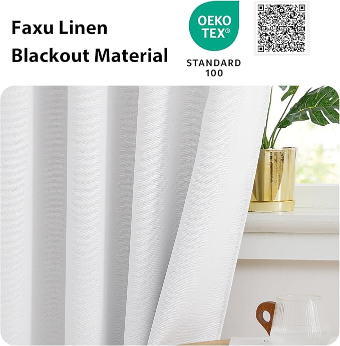 NICETOWN Faux Linen Valances, Short Cafe Curtains Kitchen Tiers, Room Darkening - Image 4