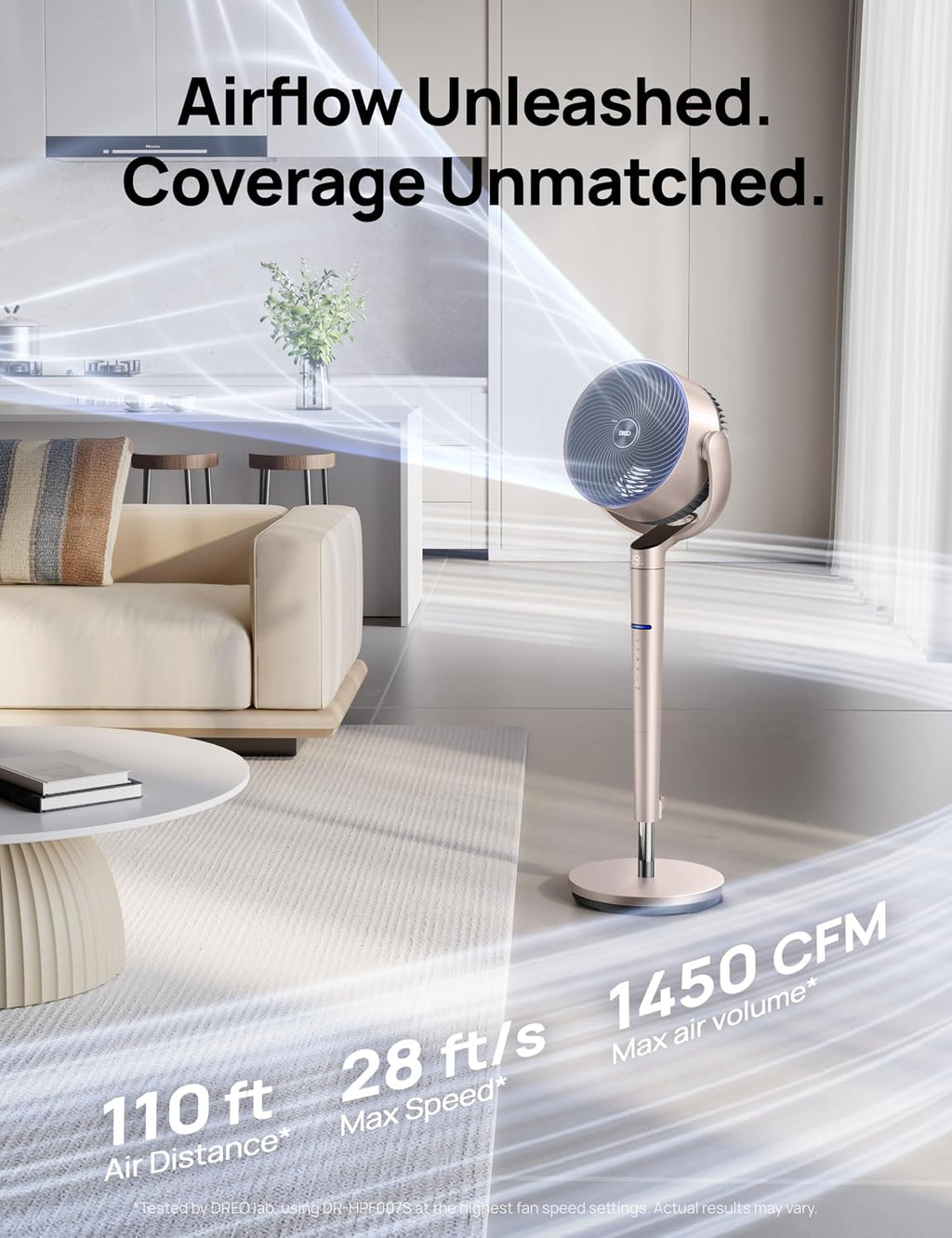 DREO Smart Fan for Bedroom, Position-based Oscillation