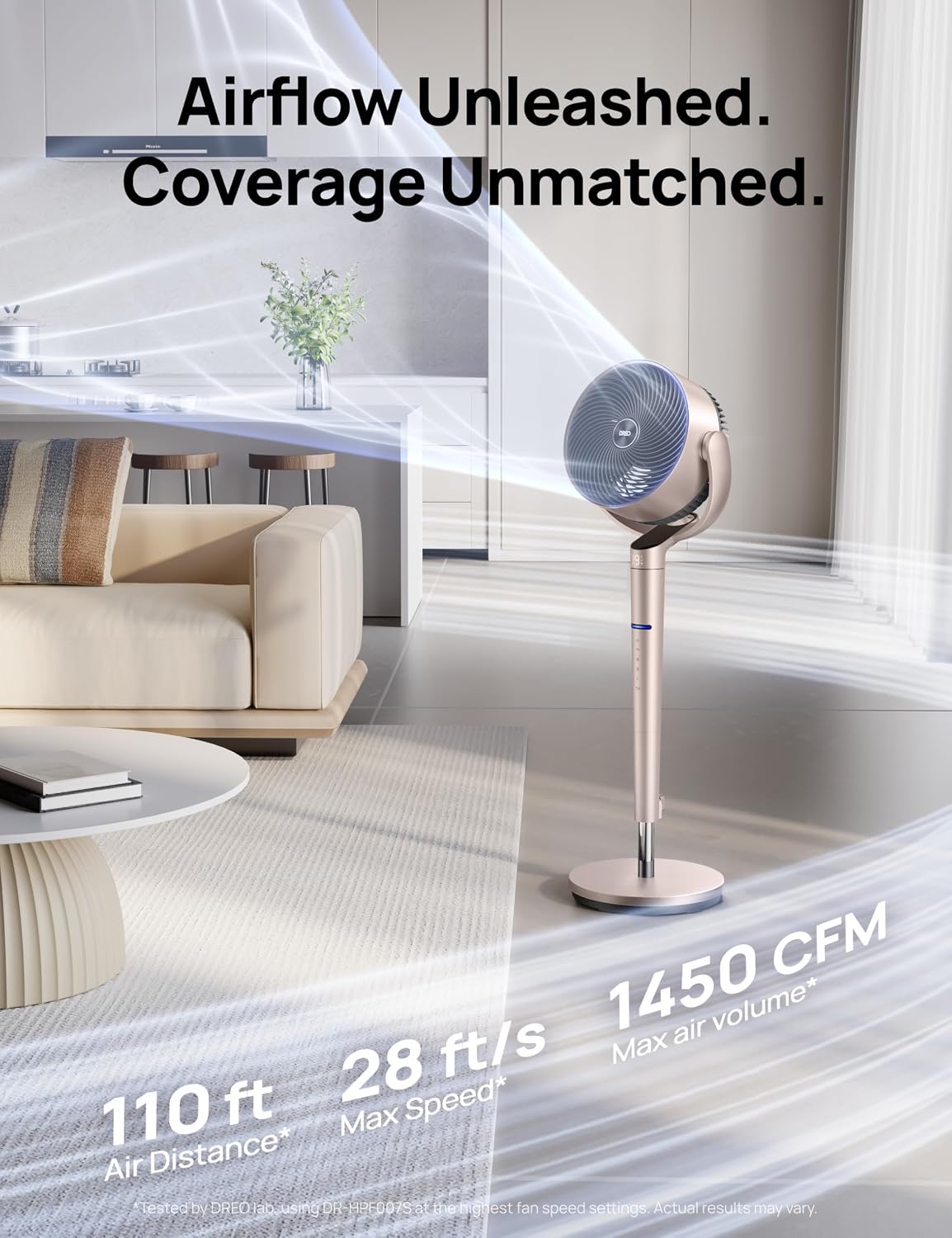 DREO Smart Fan for Bedroom, Position-based Oscillation