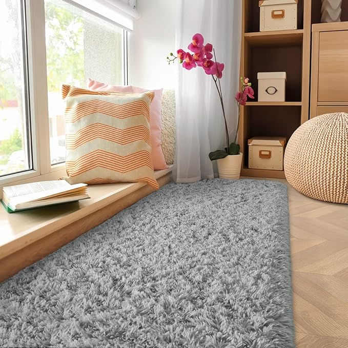 Amearea Shag Fluffy Runner Rug for Bedroom Girls Living Room, 2x6 Feet Extra - Image 4
