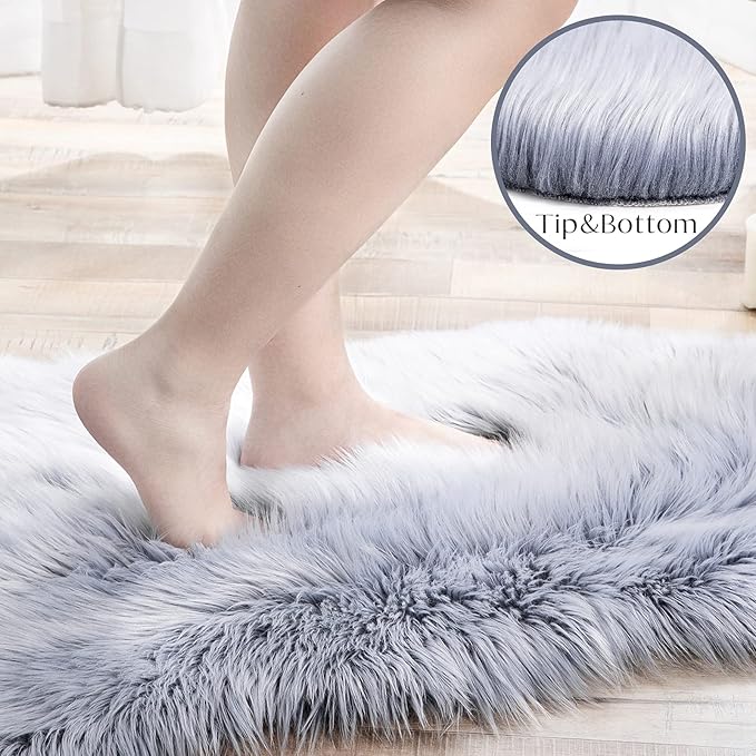 Ashler Faux Fur Rug, Fluffy Shaggy Area Rug Ultra Soft 3 x 5 Feet Rectangle Fur - Image 2