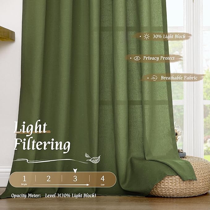 LAMIT Faux Linen Curtains 63 inches Long - Image 4