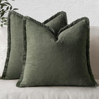 MIULEE Decorative Throw Pillow Covers Neutral Fringe Throw Pillows Set of 2 by MIULEE