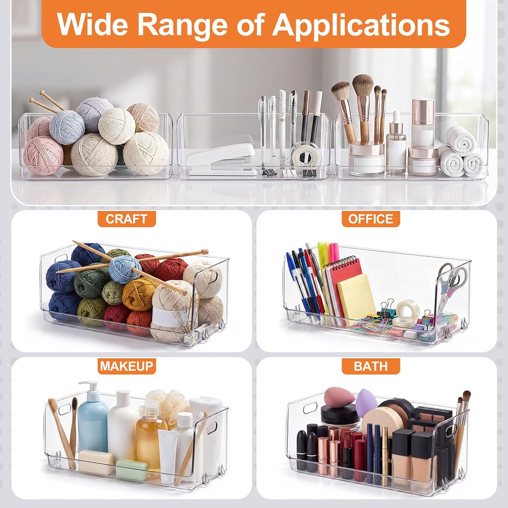 6 Pcs Stackable Storage Bins Open Front Clear Pantry Organizer